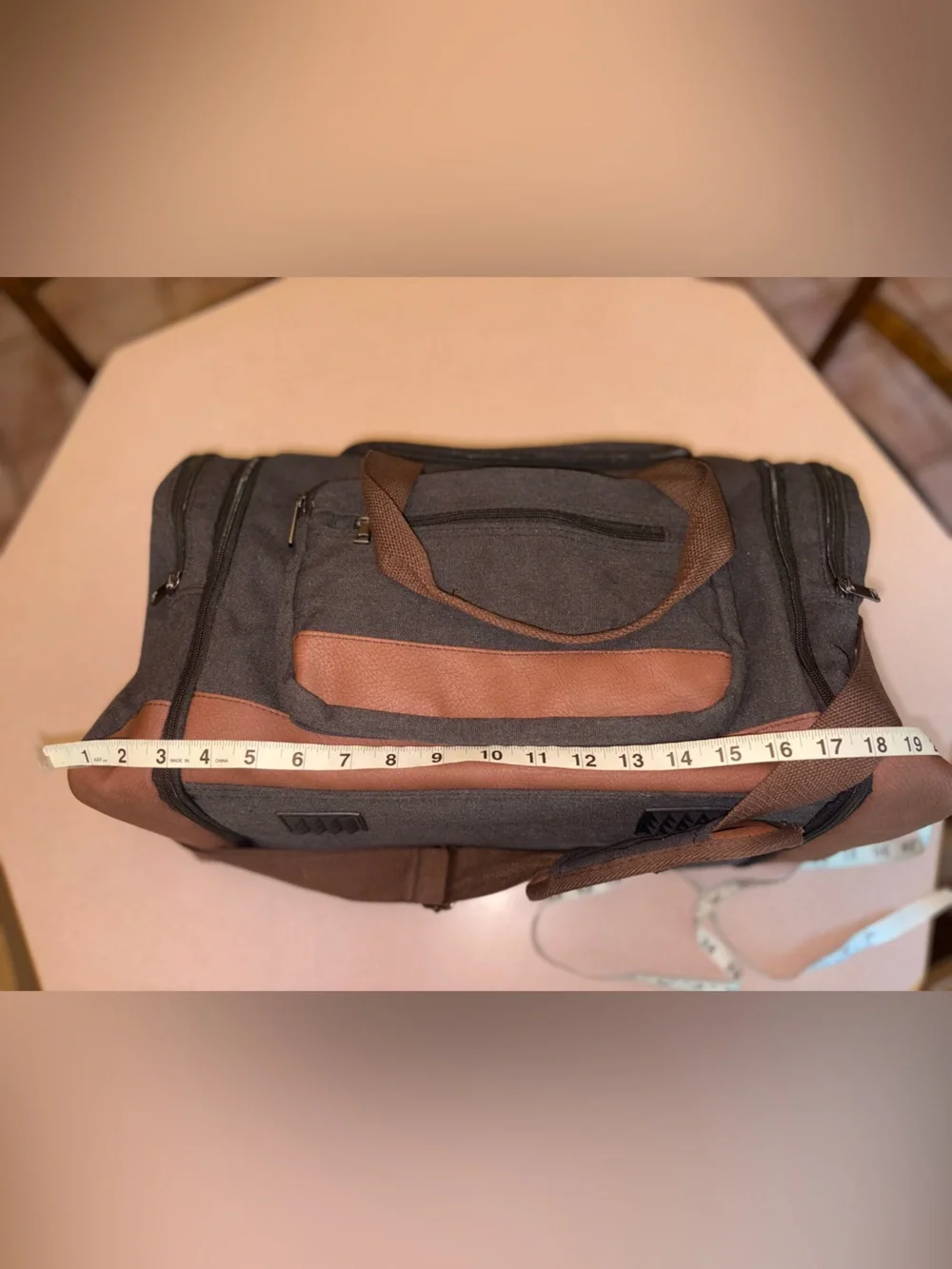 Dimayar 50L Expandable Duffle Bag Black Brown Canvas Weekender Travel